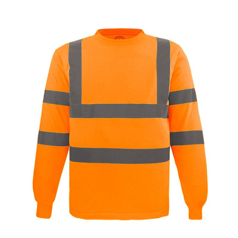 Herretøj fugttransporterende rundhalset langærmet T-shirt Engineering Dock Highlight Advarsel Arbejdstøj_voghion.com