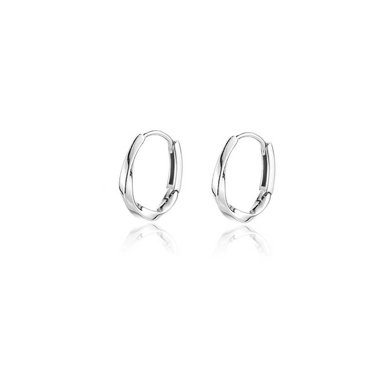 Brincos de argola simples de prata pura 999 para mulheres, anel de Mobius, fivela de orelha, brincos irregulares_voghion.com