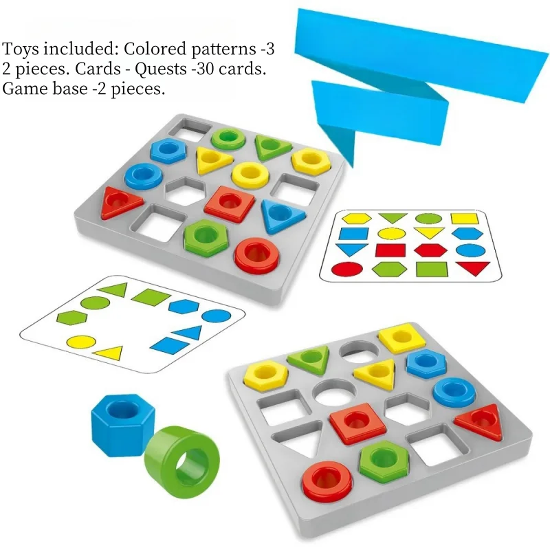 Børns form-matchende geometriske legetøj puslespil spil bræt sæt bærbart Montessori læring tidlig uddannelse legetøj_voghion.com