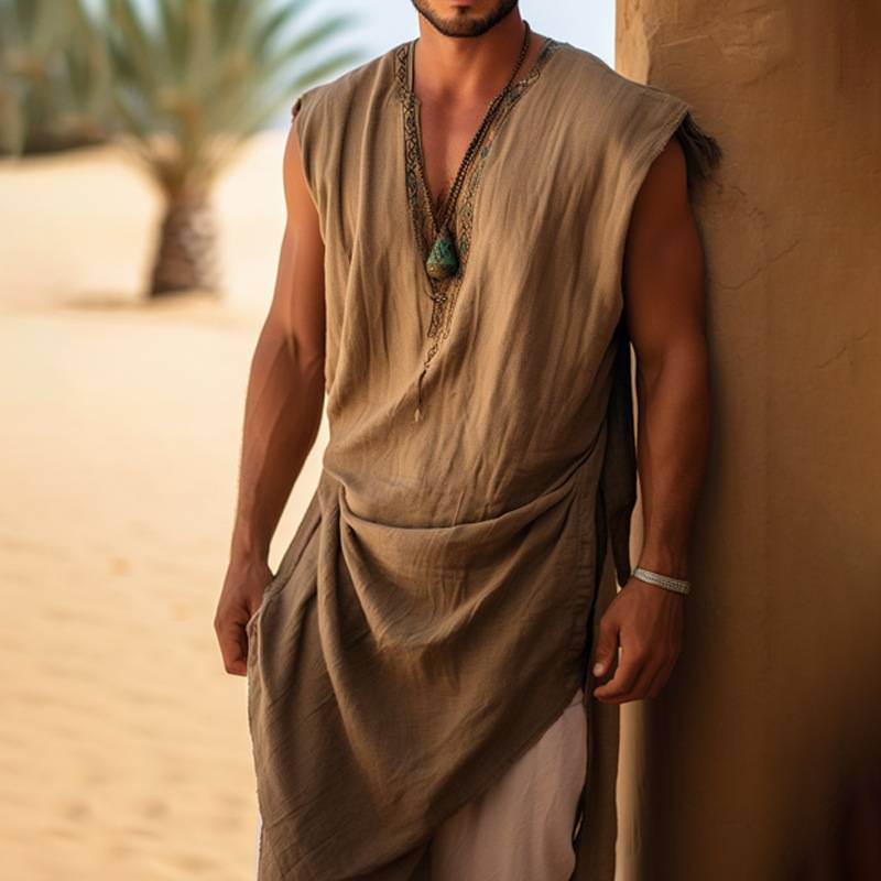 Abbigliamento da uomo, nuovo, senza maniche, stile spiaggia, scollo a V, camicetta casual, moda mare, fresco, giacca a vento da uomo_voghion.com