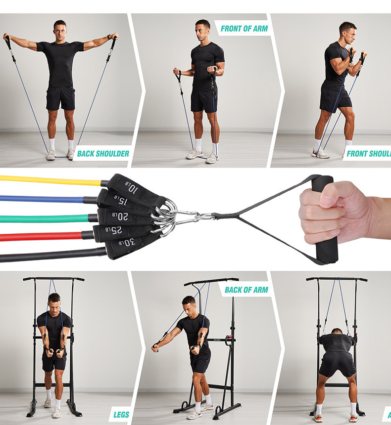 11 Piece Elastic Latex Pull Rope Body Fitness Yoga Puller 100 Lb Strength Training Pull Rope_voghion.com