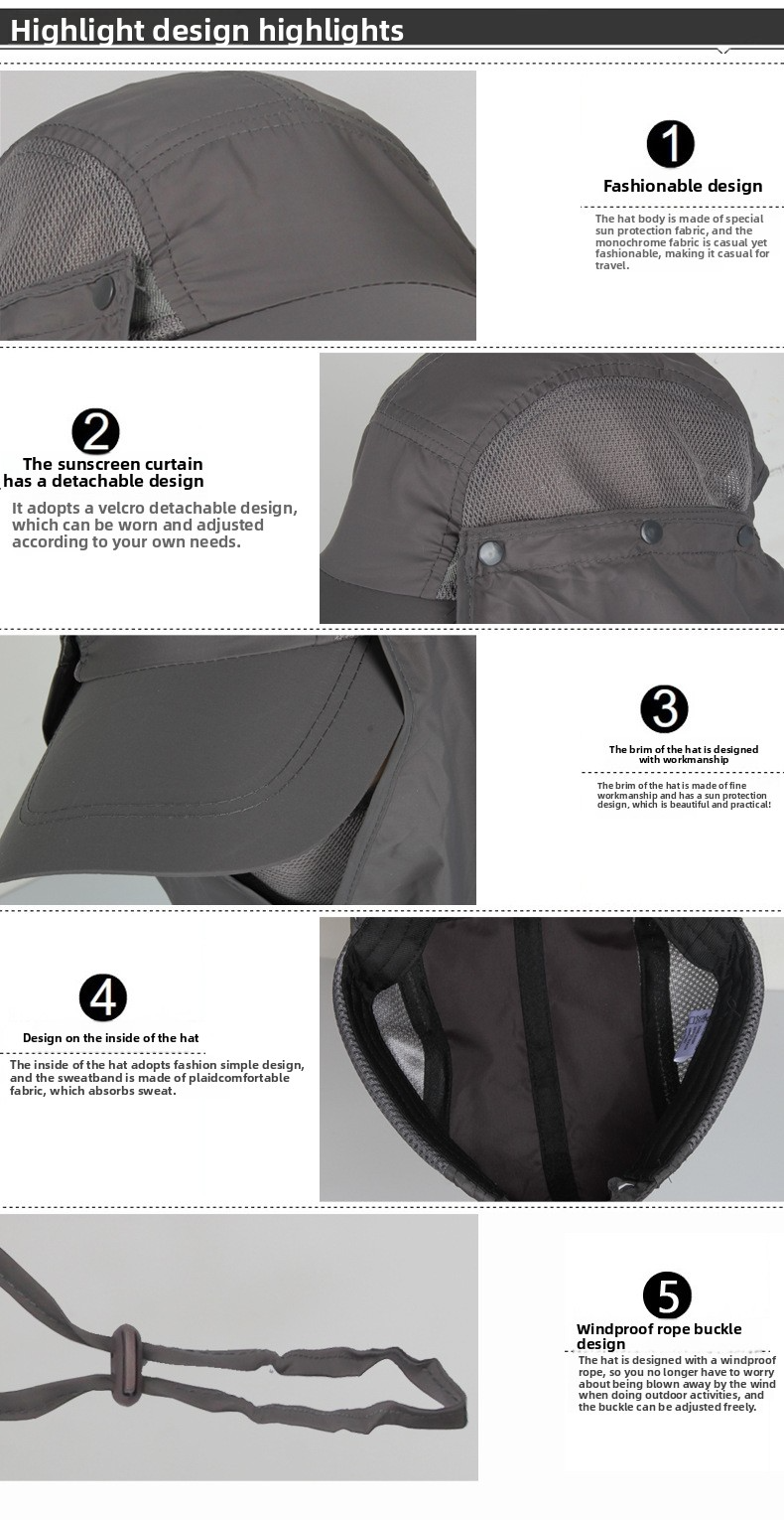 Unisex-Sonnenschutz-Baseballkappe mit Gesichts- und Nackenschutz – Atmungsaktives Mesh für Angeln und Outdoor-Aktivitäten_voghion.com