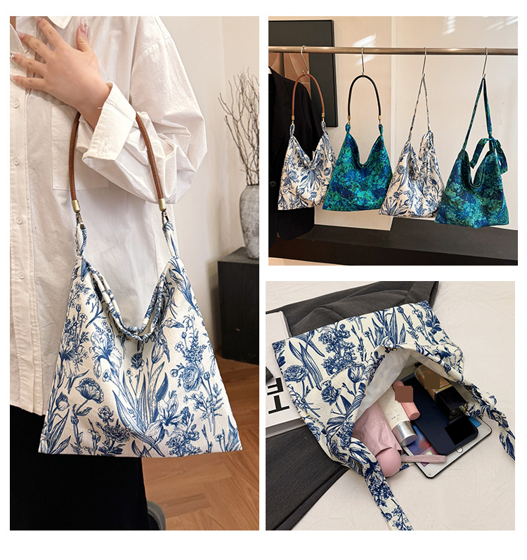 Damentaschen Freizeit Lazy Style Stickerei Zen Tragetasche Große Kapazität Leichte Pendler-Schulter-Umhängetasche Für Frauen_voghion.com