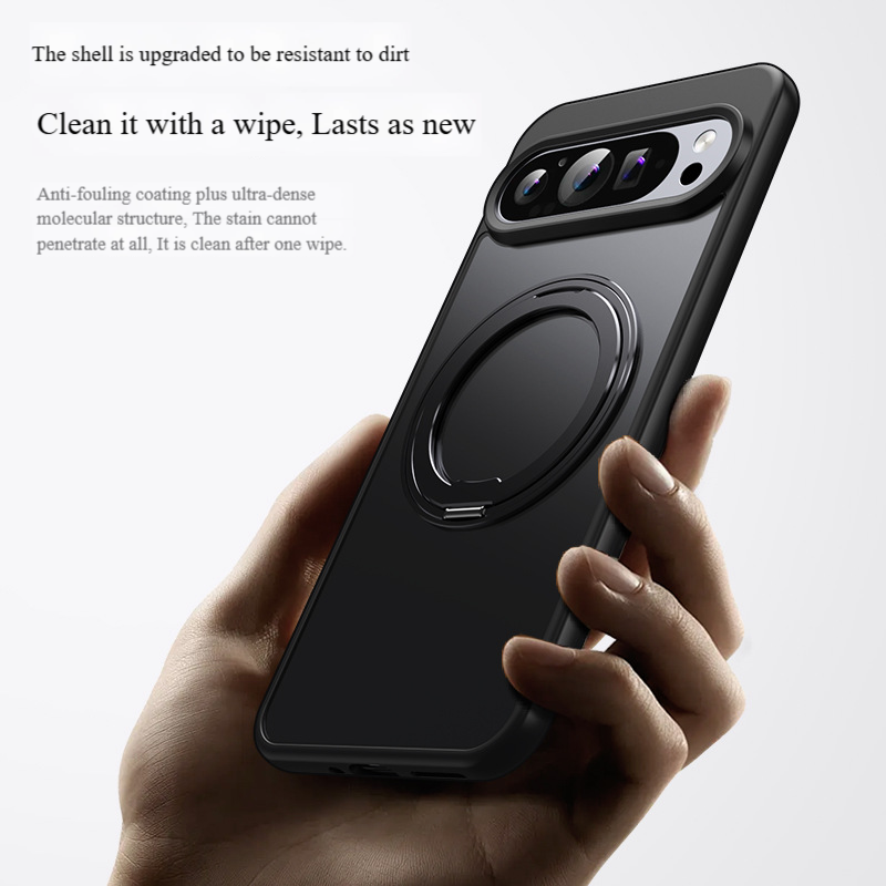 Magnetische, transparente Hülle – ultradünne, stoßfeste Telefonabdeckung mit 360° drehbarem Ständer_voghion.com