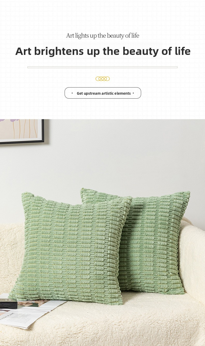 Plush Throw Pillow – Premium Softness, No Insert Needed, Striped Decorative Cushion For Sofa & Living Room (45×45CM, 15 Colors)_voghion.com