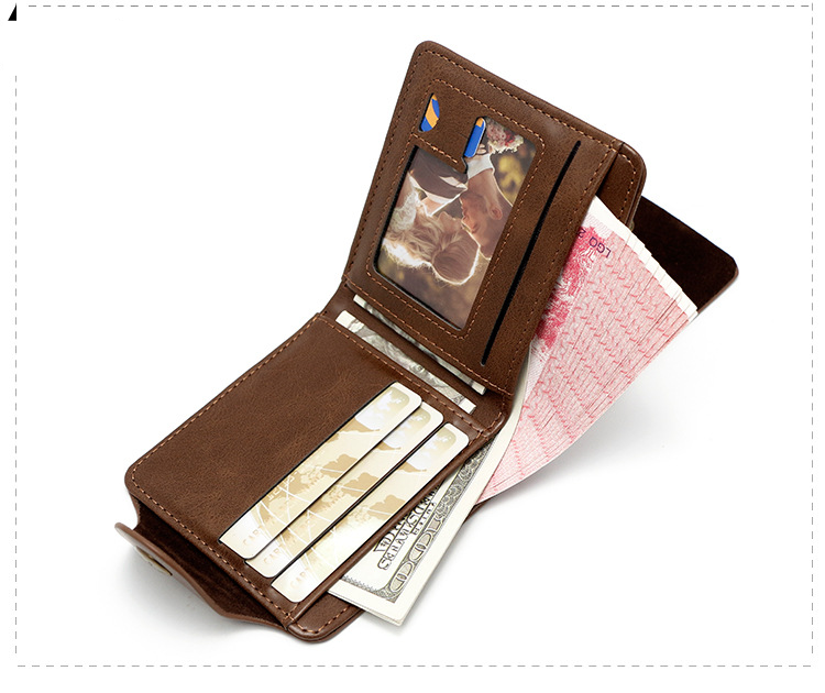 Portafoglio porta carte retrò da uomo, portafoglio a tre ante creativo da baseball, sportivo, in pelle oliata, con fibbia corta, clip per biglietti da uomo_voghion.com