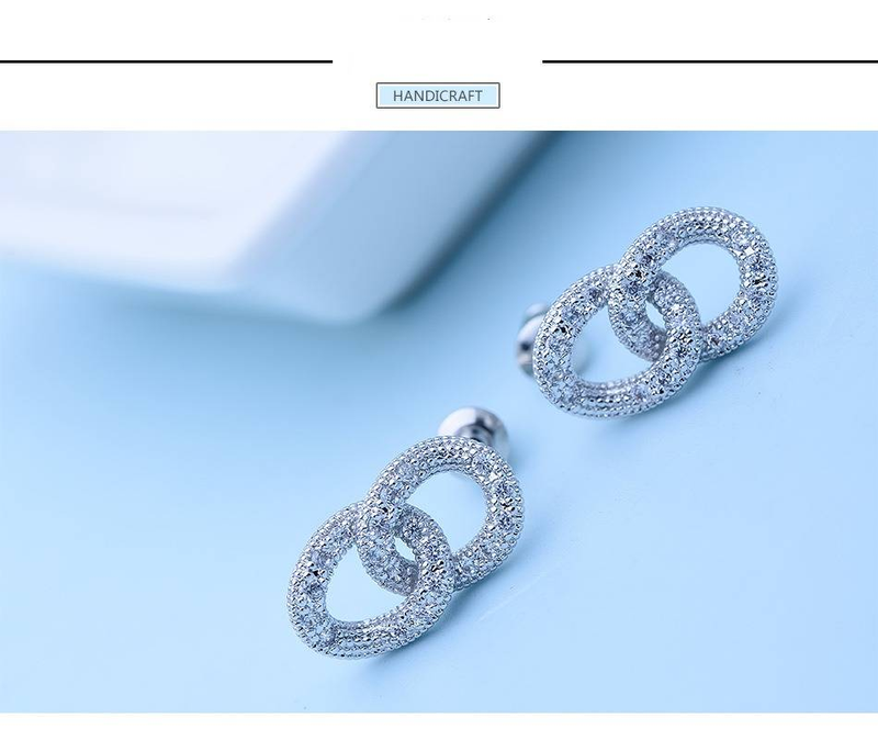 Women's Jewelry Elegant Chain Drop Earrings With Cubic Zirconia, Geometric Design, Hypoallergenic Copper, Rhodium Plated For Daily Special Occasions_voghion.com