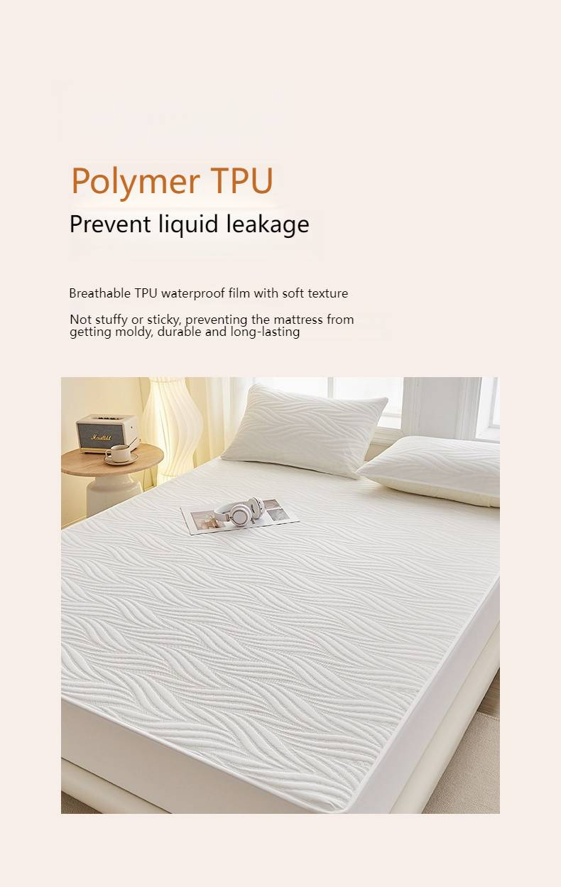 Parure de drap-housse matelassée imperméable - Housse de matelas en coton lavé de classe A, antidérapante, anti-poussière et hypoallergénique (ensemble 3 pièces)_voghion.com