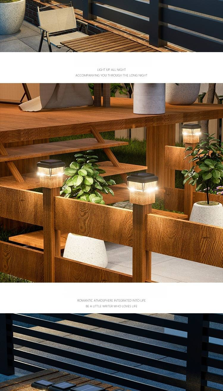 Luci solari da esterno a LED impermeabili per recinzione da giardino, per decorare patio e cortile, nere con copertura trasparente_voghion.com