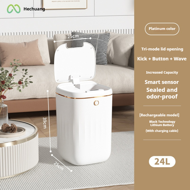 Intelligenter Mülleimer mit Bewegungssensor und Deckel – automatische Öffnung, auslaufsicher, berührungslose Bedienung für Küche und Bad (12 l/15 l/18 l, Batterie/wiederaufladbar/Solar)_voghion.com