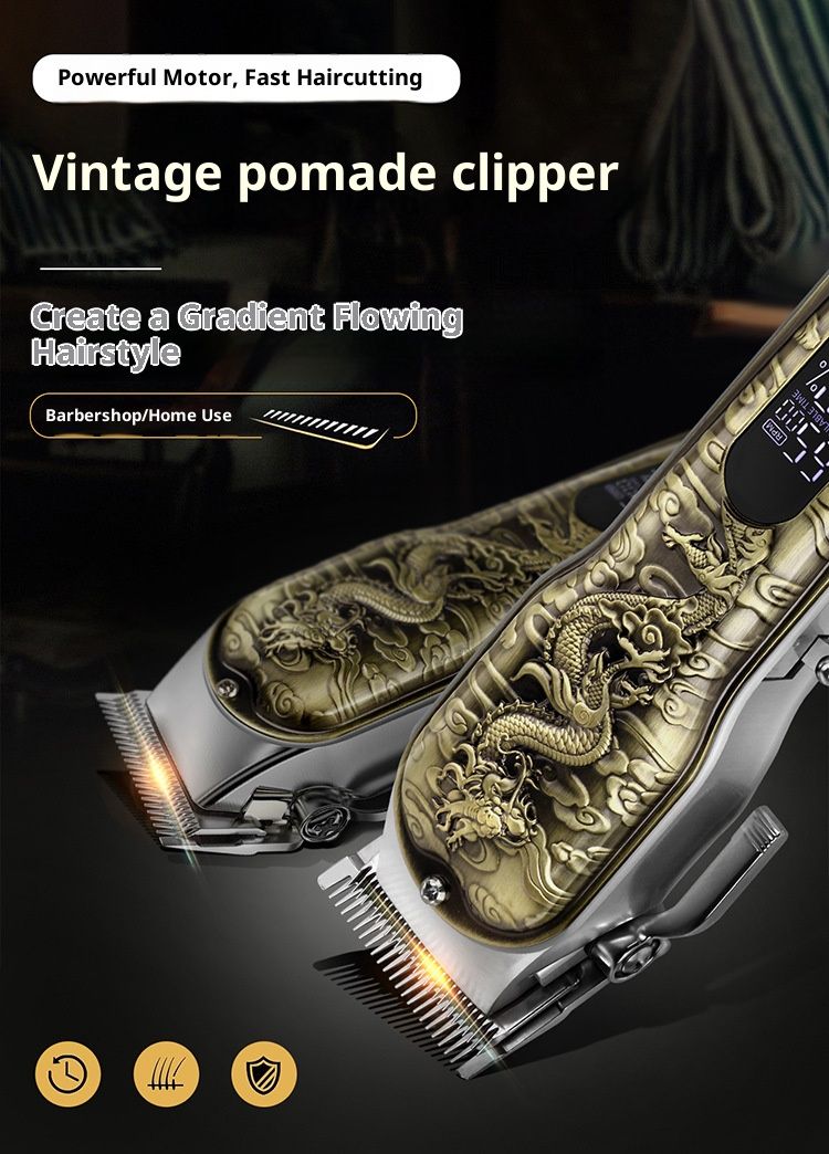 Professioneller kabelloser Haarschneider für Herren – Wiederaufladbarer Elektrorasierer mit LCD-Display, Stahlklingen und 3 Führungskämmen_voghion.com