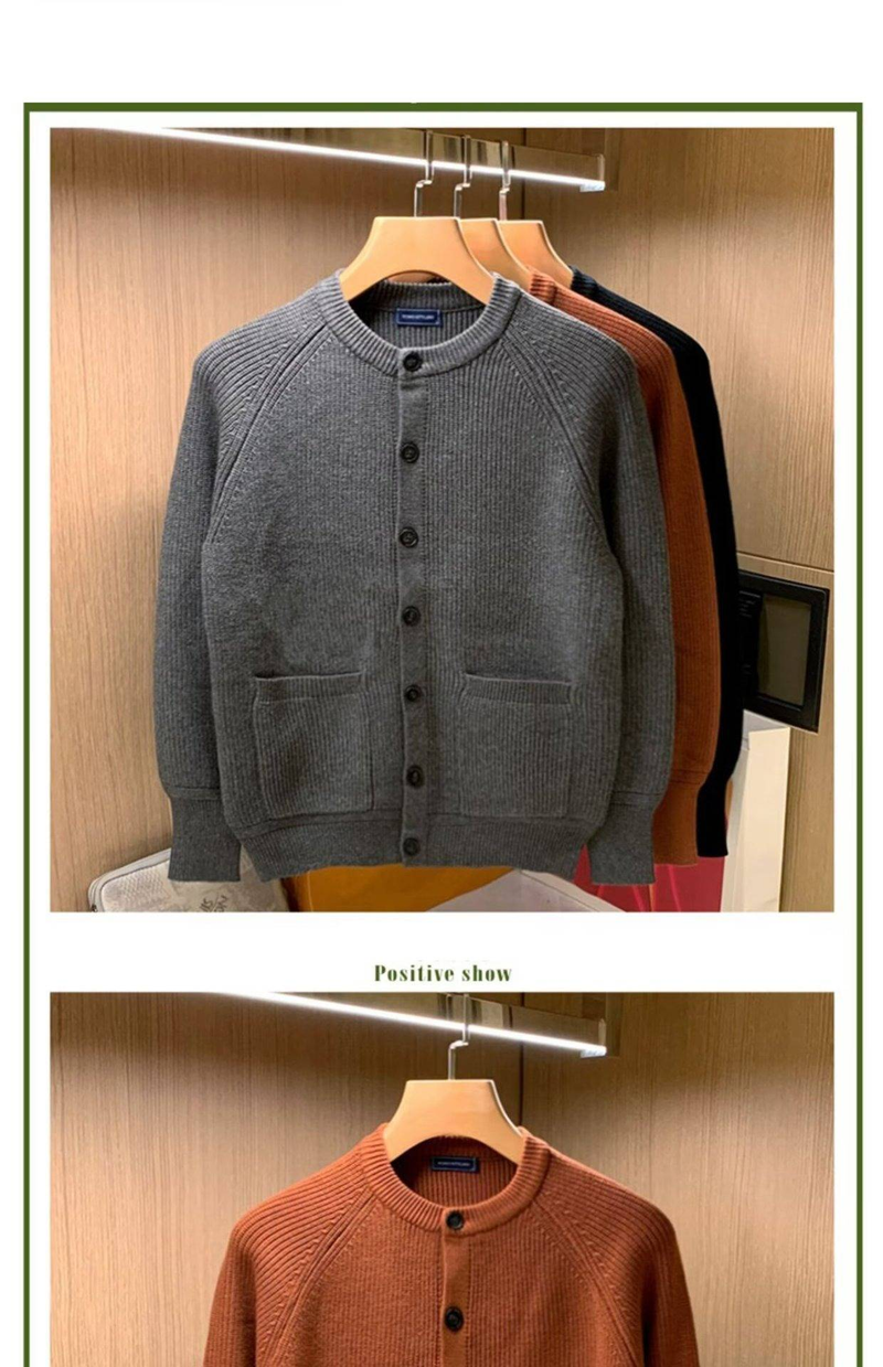 Oversized Herren-Strickcardigan – Atmungsaktiver Stretch-Pullover mit offener Vorderseite für Freizeit und Business (Schwarz/Grau/Karamell, EU-Größen S-2XL)_voghion.com