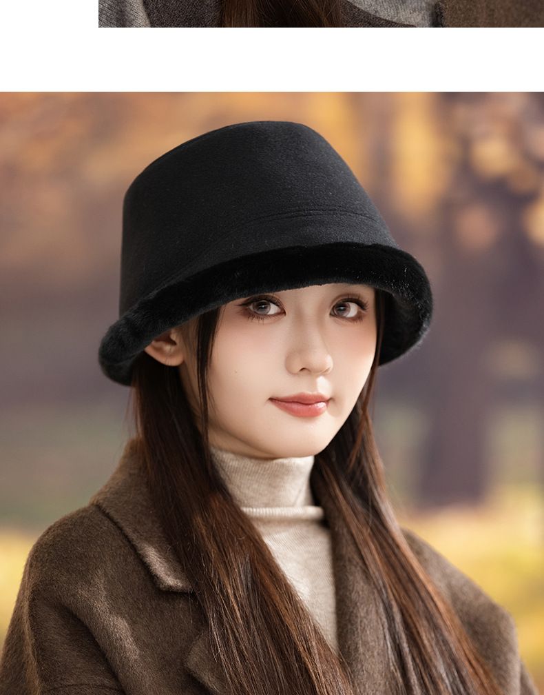 Cappello da pescatore caldo, spesso e foderato in pile, in stile giapponese, per donna, autunno inverno, elegante cappello a secchiello che snellisce il viso_voghion.com
