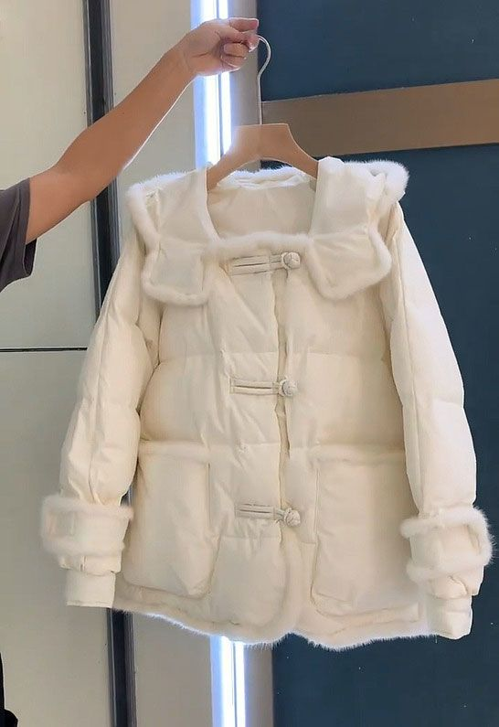2022 Winter New Small Fragrant Wind Down Women's Short stature Design with Thickened Hooded Cotton Coat_voghion.com