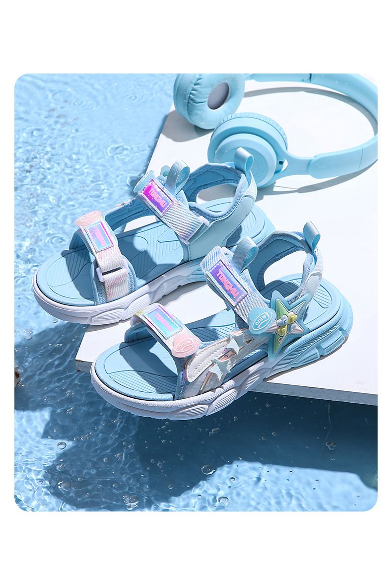 Sandali 2024 Scarpe da spiaggia con suola morbida per ragazze, impermeabili, impermeabili, per studenti medi e grandi, versatili per bambini_voghion.com