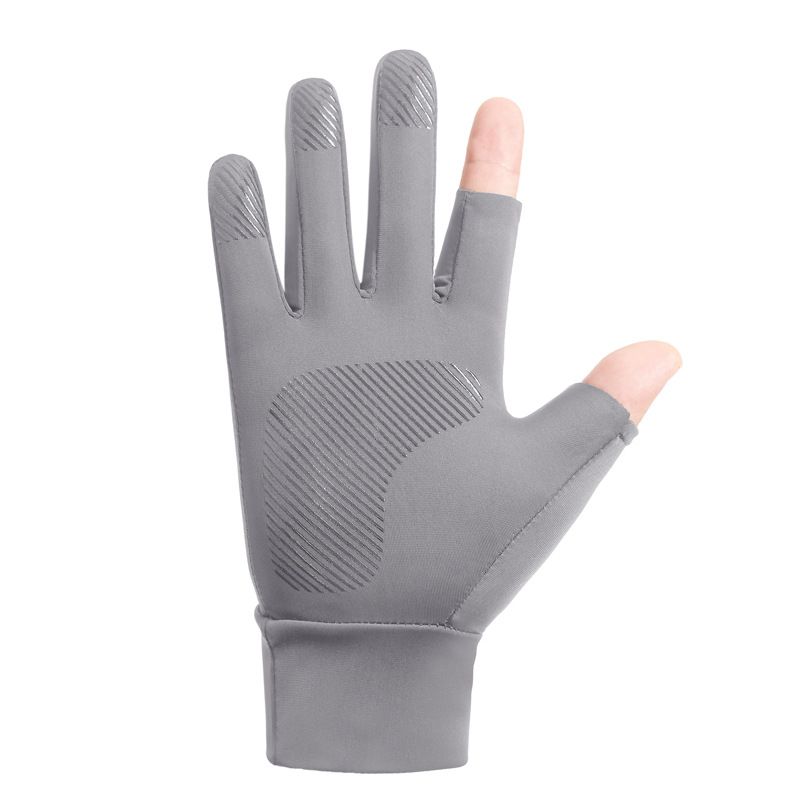 Guanti da ciclismo Guanti in seta ghiacciata da uomo, estivi, con due dita, da asporto, per ciclismo, guida, protezione solare, guanti sottili_voghion.com