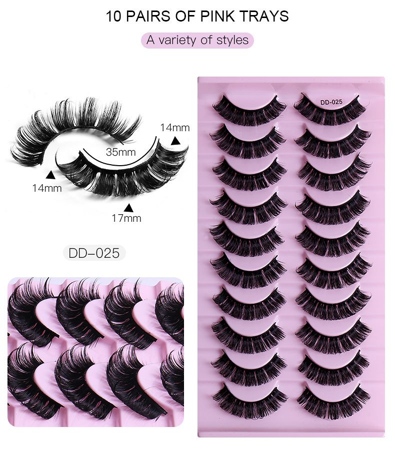 Lash extension set 10 pairs of large curly false eyelashes Natural eyelashes Thick black cotton false eyelashes_voghion.com