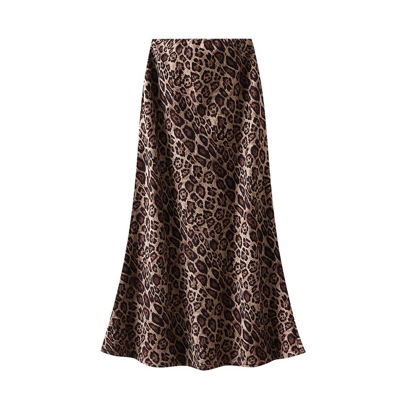 Jupe à imprimé léopard K pour femme ; nouvelle jupe sirène amincissante taille haute ; robe midi une pièce._voghion.com