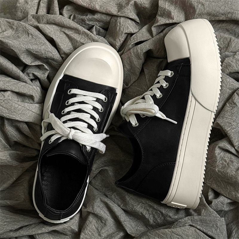 Herbstliche schwarze Sneakers für atmungsaktive dicke Sohle, die die Körpergröße erhöht, Promi-Stil, Pendler, klobiger Derby, Freizeitschuhe für Männer_voghion.com