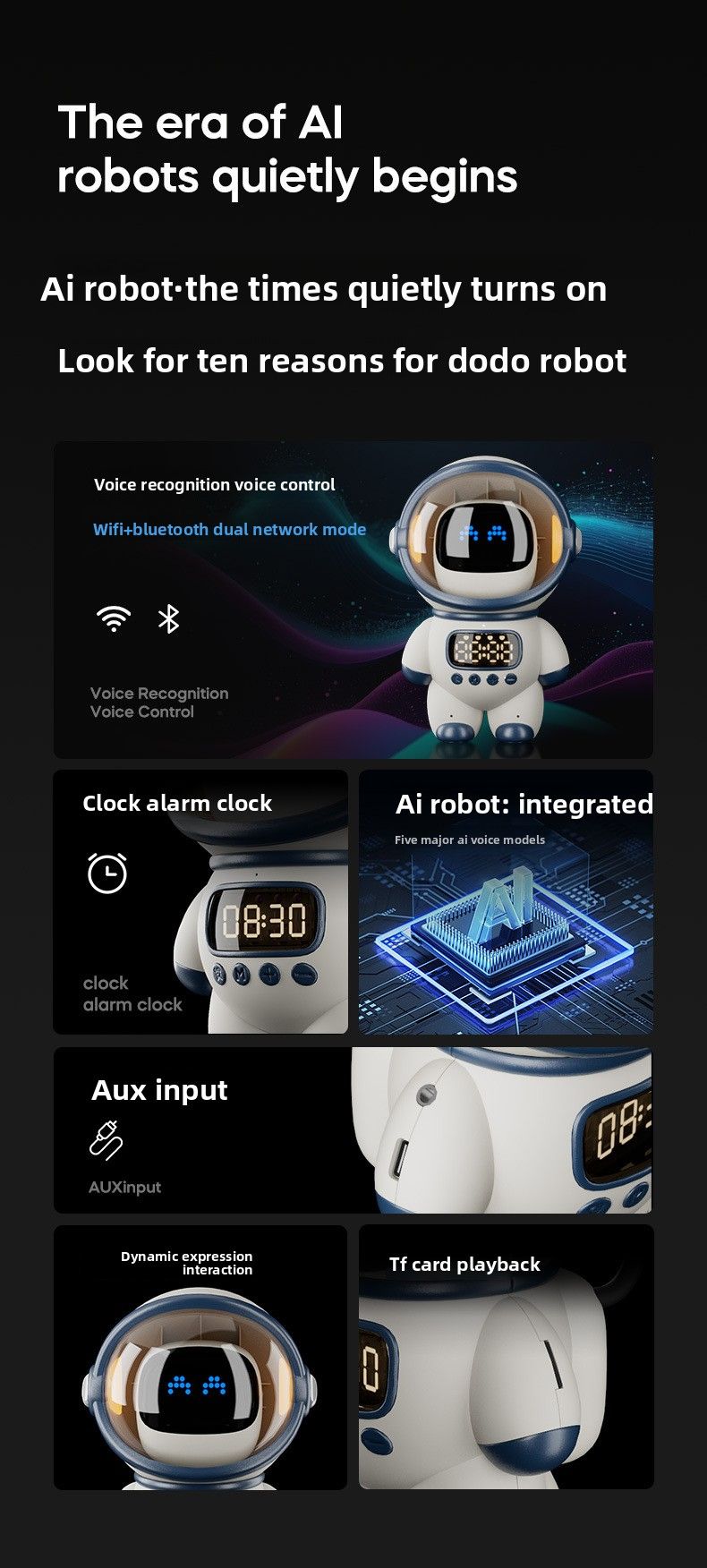 Altoparlante a sacco Astronaut AI - Modello Bluetooth DeepSeek con sveglia/scheda TF multifunzione
ACZT_voghion.com