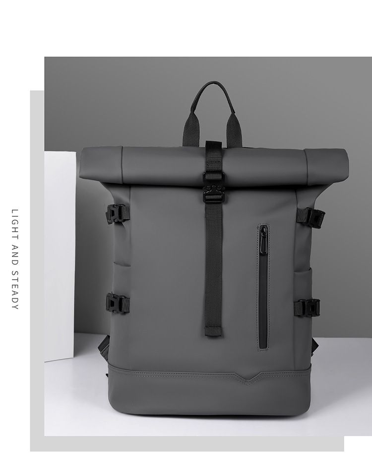 Zaino arrotolabile di tendenza alla moda, zaino da viaggio di grande capacità da uomo, borsa per computer, borsa da scuola per studenti universitari da uomo_voghion.com