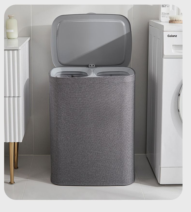 Cesto de roupa dobrável de plástico com alças, cesto de armazenamento de roupas respirável de 50L/90L para quarto e banheiro – design moderno que economiza espaço_voghion.com