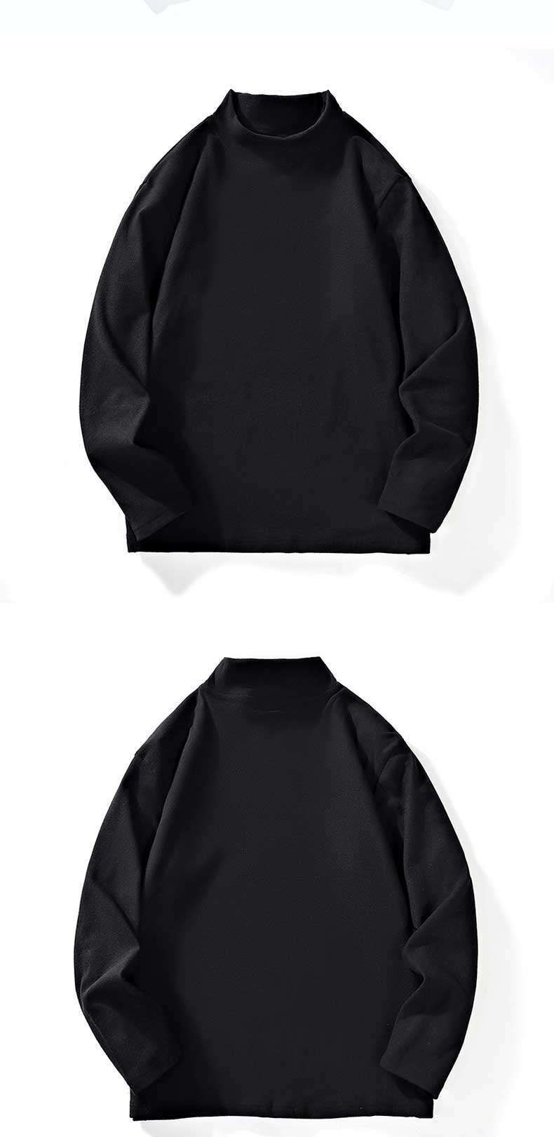 Herren-Thermo-Langarm-T-Shirt mit Halbrollkragen – Weiche, mit Fleece gefütterte Winter-Basisschicht, Slim Fit, lässiger, einfarbiger Pullover für Herren_voghion.com