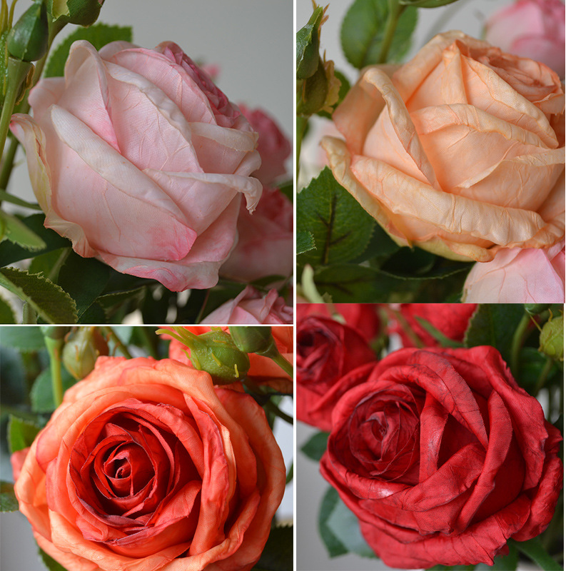 Zijden kunstbloemen voor huisdecoratie nepbloemen bruiloft lente vier-gevorkte meerkoppige vlinderrozen_voghion.com