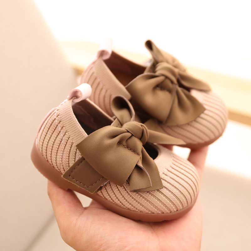 Printemps et automne marche 0-1 an semelle souple antidérapant petit enfant princesse édition coréenne nœud petit cuir_voghion.com