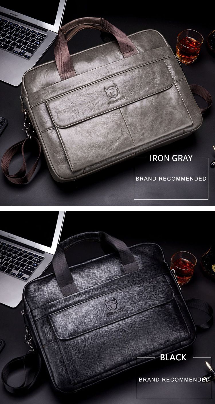 Borsa da lavoro in vera pelle da uomo alla moda, in pelle bovina, con tracolla per computer portatile e primo strato di pelle bovina_voghion.com
