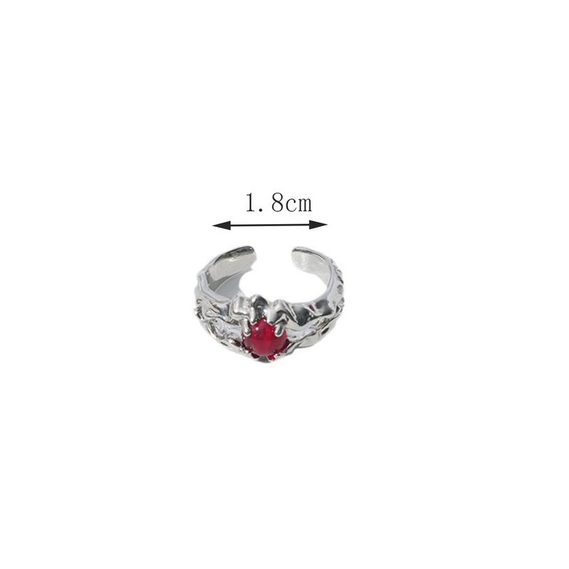 Mode unregelmäßigen Edelstein ästhetischen Mädchen roten Stein Frauen Flüssigkeit hohlen Ring Vintage-Schmuck-Accessoires_voghion.com