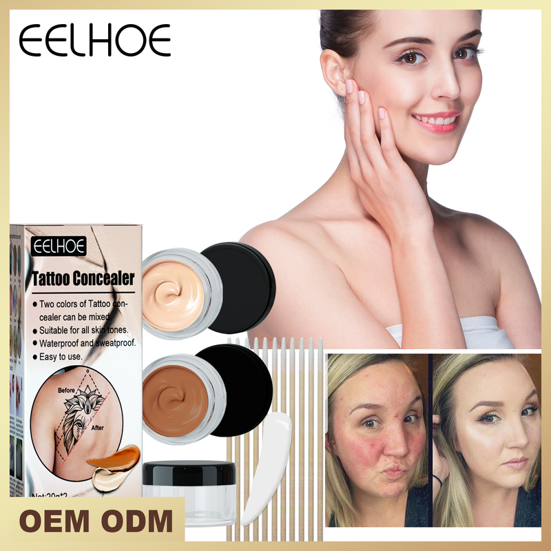 EELHOE waterdichte verhelderende cover tattoo moedervlek litteken onzichtbare tweekleurige concealer_voghion.com