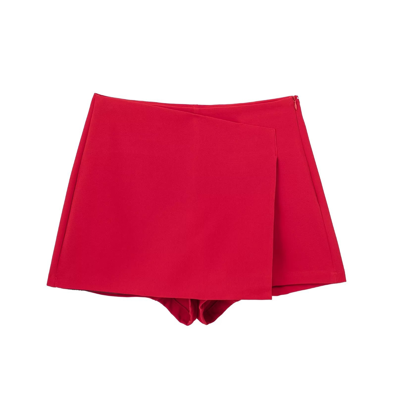 Womens' clothes new fashion solid color asymmetric slim culottes women's shorts A8YS7135_voghion.com