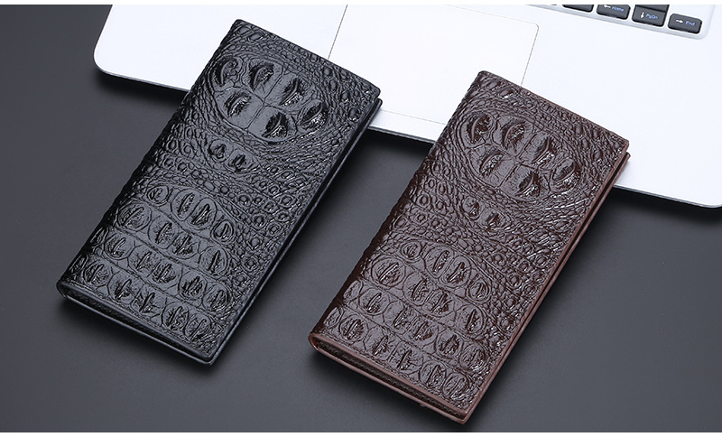 Baellerry Men's Long Crocodile Head Multi Card Zipper Handbag Business Thin Wallet_voghion.com
