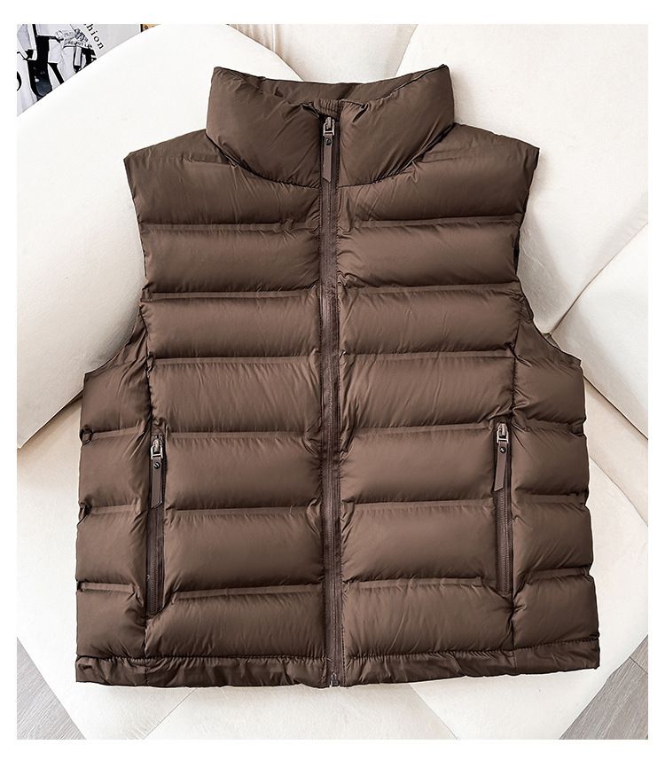 Leichte, gesteppte Pufferweste für Damen mit Stehkragen, lässige, ärmellose Slim-Fit-Jacke für das ganzjährige Layering_voghion.com