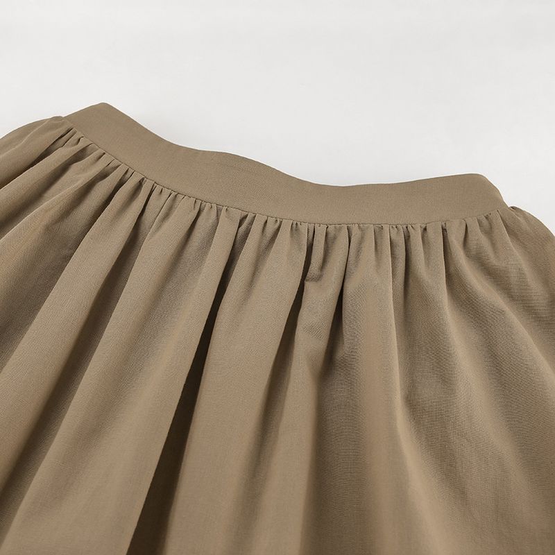 Damenbekleidung Sommer Neue Mode Ärmellose Weste Top Kurzer Rock Zweiteiler Reine Baumwolle Schlank Khaki Damenanzug_voghion.com