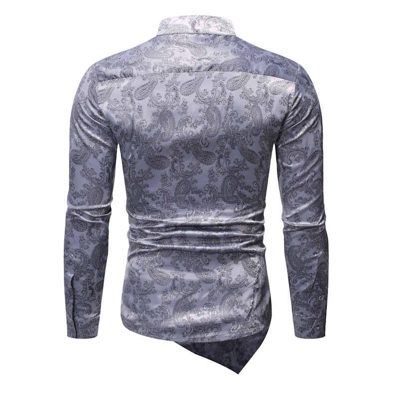 New Personalized Irregular Hem Design For Men's Casual Long Sleeved Dark Patterned Shirt In European Size ZT-CS16_voghion.com