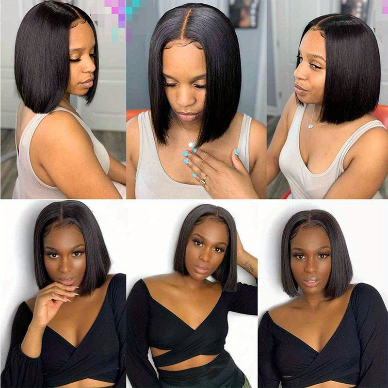 180% densidade 4*4 frente do laço peruca de cabelo humano 8-16 Polegada curto bob peruca brasileira perucas de cabelo humano pré-arrancado cor natural perucas dianteiras do laço do cabelo humano_voghion.com