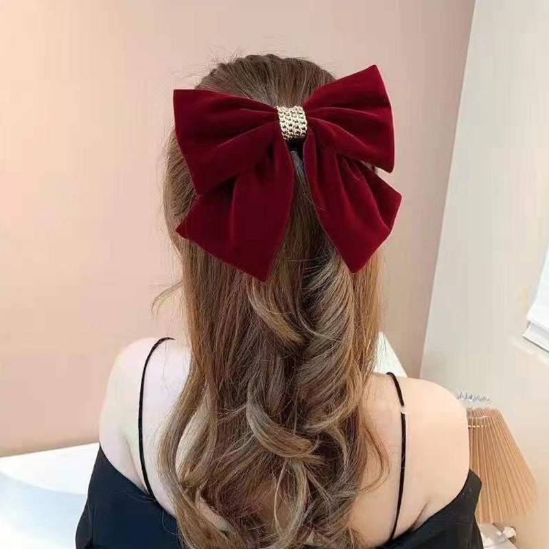 Pince à cheveux 1 pièce, nœud arrière pour femme, demi-chignon, pince à ressort, perles pour fille_voghion.com
