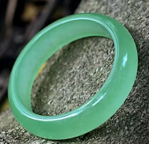 Exquisite Chinese handmade natural green light green jade bracelet 59-61_voghion.com