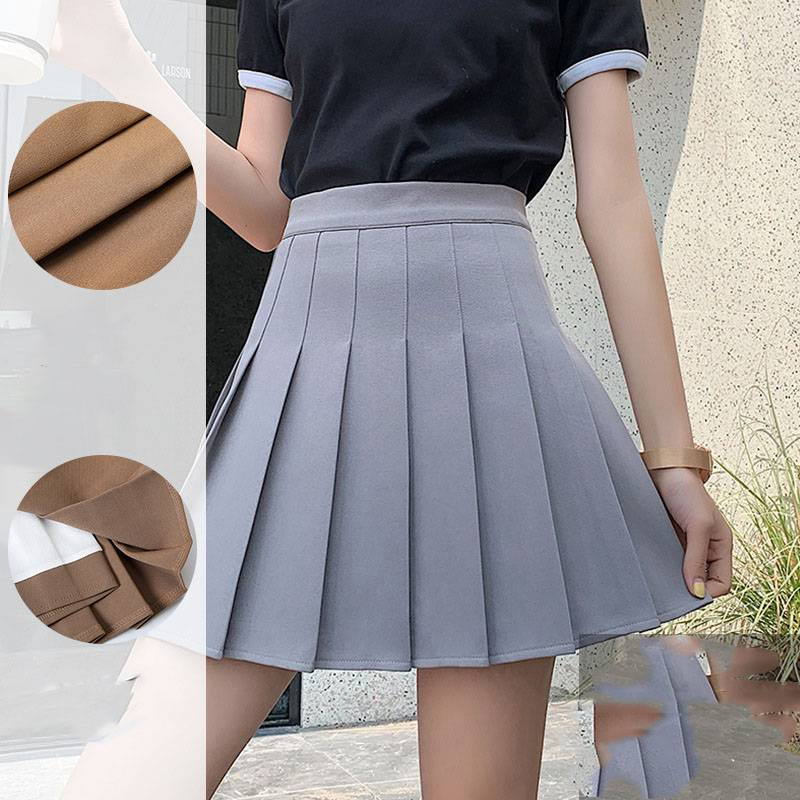 Damenbekleidung Faltenrock weißer kurzer Rock hohe Taille schlanker JK-Plaid-Rock in großer Größe A-Linie_voghion.com