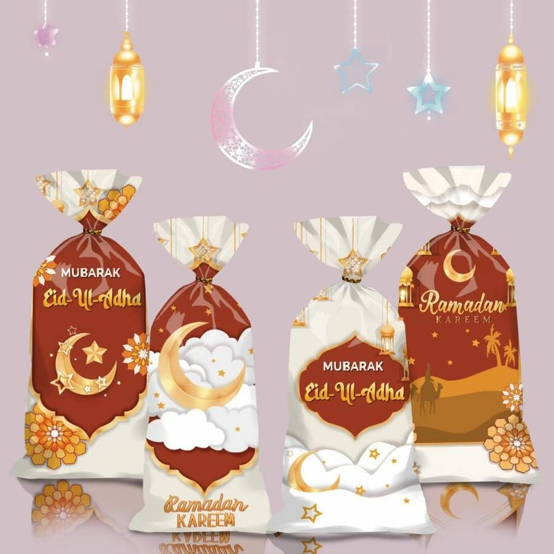 50 stk/pakke Midtøsten Ramadan godteriemballasjepose Arabisk Eid al Fitr bakekaker sjokoladesnacks flat lomme feriefest gaveemballasjepose_voghion.com