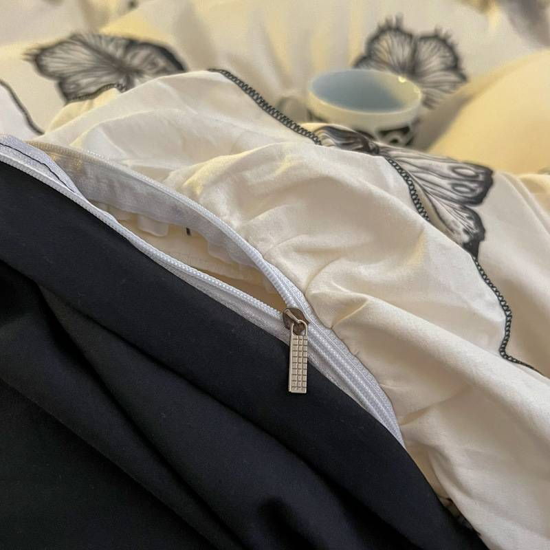 Sábana de cama estilo princesa, cómoda y agradable para la piel, de doble capa, con hilo lavado y ribete de encaje con volantes._voghion.com