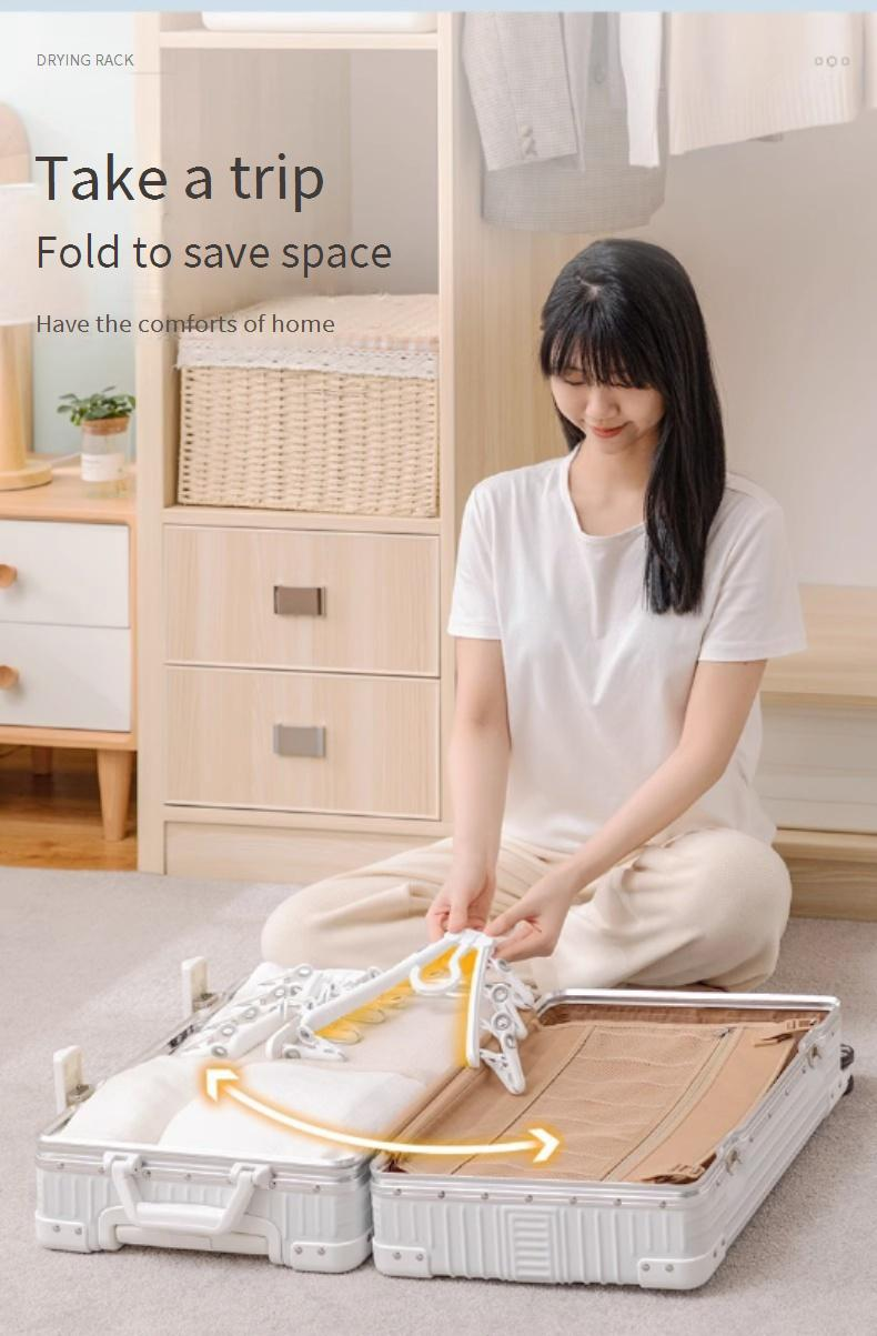 Foldable Clothes Drying Rack With 20 Clips - Space-Saving For Small Apartments (Perfect For Socks Underwear & Delicates) - Multi-Level Hanging Design_voghion.com