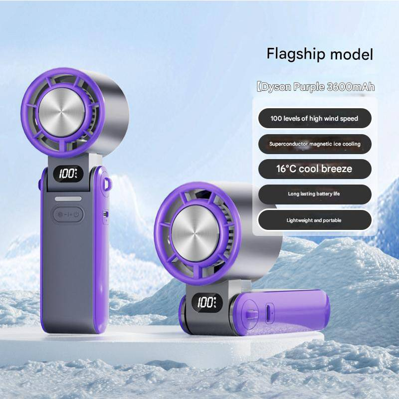 Tragbarer Handventilator mit Eiskühler, Monitor, wiederaufladbarer persönlicher Ventilator mit 3600 mAh, ultraklein, aber leistungsstark, kleiner Taschenventilator_voghion.com