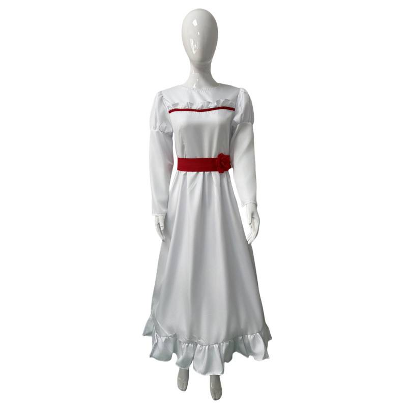 Elegantes weißes Annabelle-Halloween-Cosplay-Kleid – süßes Anime-Lolita-Kostüm für Bühnenauftritte und Rollenspiele (XS-XXXL)_voghion.com