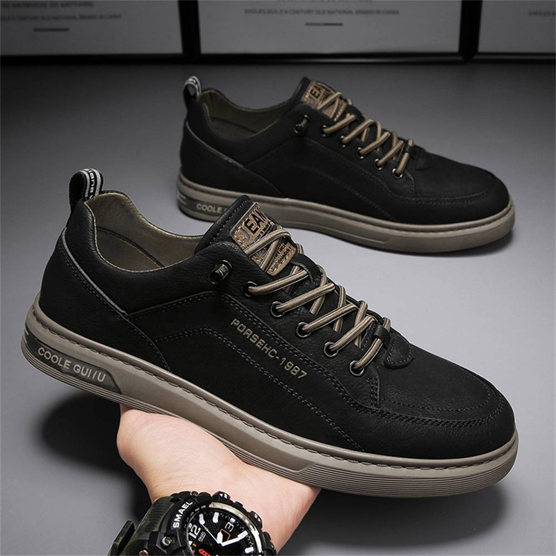 2025 Fashion Sneakers Small White Shoes Youth Men's Artificial PU Low Top Lace-Up Breathable Wear-Resistant Running Shoes_voghion.com