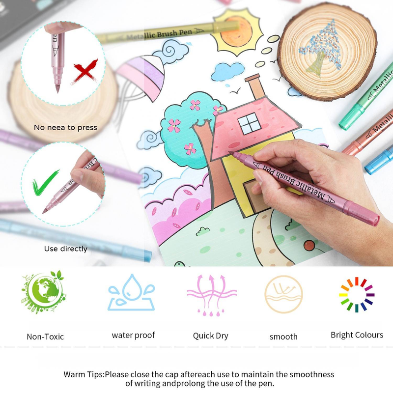 Marcadores acrílicos metálicos de doble punta para niños y artistas: resistentes al agua, no se decoloran, no se mueven y son perfectos para grafitis y manualidades (12/24/36 colores)_voghion.com