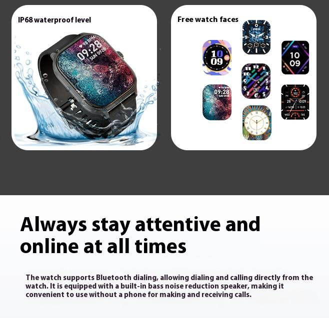 Reloj inteligente deportivo X8 resistente al agua con monitor de frecuencia cardíaca, pantalla grande y batería de larga duración. Compatible con Android e iOS._voghion.com