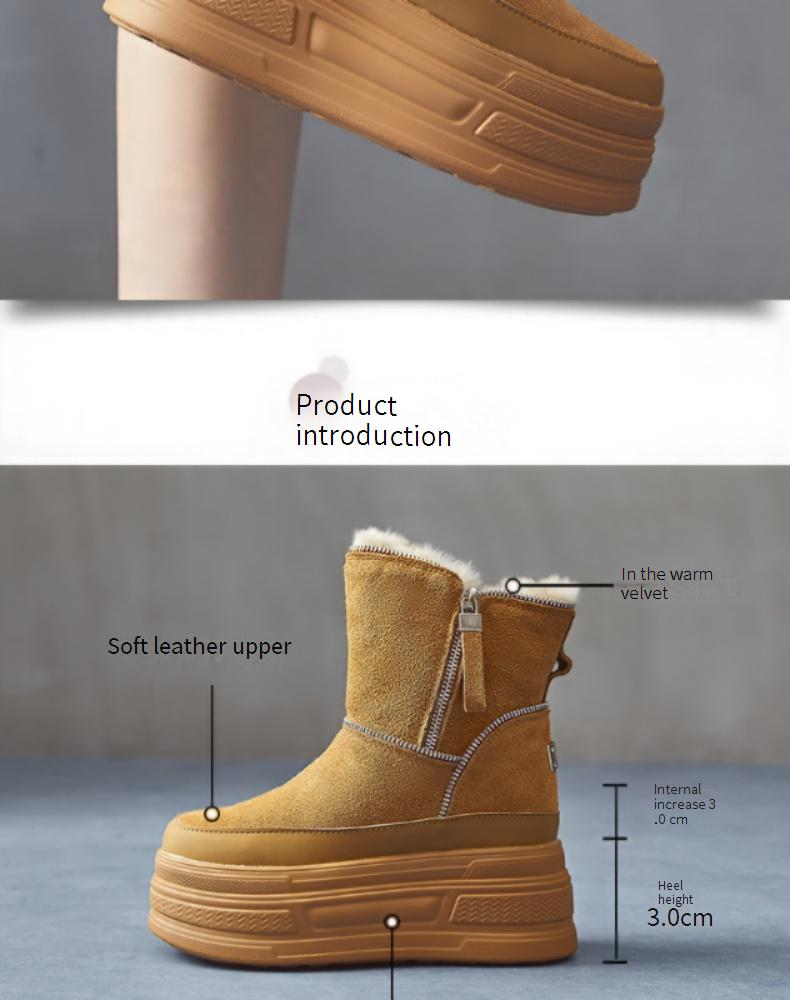 Women's Shoes Now Boots New Thick Cotton Shoes Thick Sole Warm Inner Height Increase Winter Plus Fleece_voghion.com